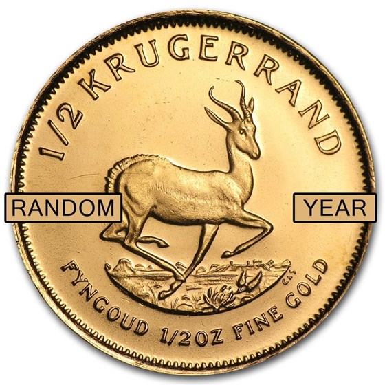 South Africa 1/2 oz Gold Krugerrand (Random Year) South Africa 1/2 oz Gold Krugerrand (Random Year)
